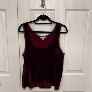 Mystree Velvet Scoop Tank in Deep Burgundy